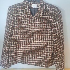 Cricket Lane‎ CLC Women's 16W Zip Up Black,White, Red, Tweed Blazer Lined Blend